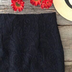 H&M Navy Stretch Lace Skirt Size 8
